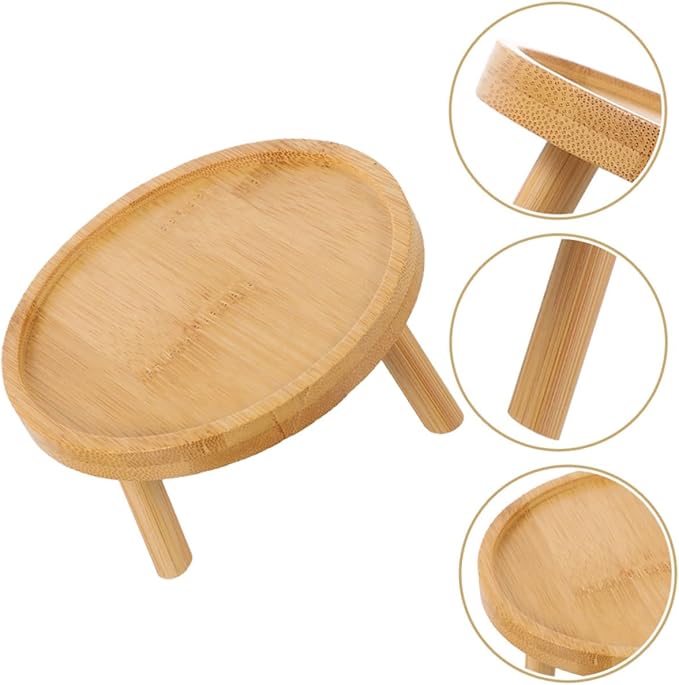DOITOOL Indoor Wooden Plant Stand 4.33 Inch Flowerpot Tray Holder for Succulents Vase Display Stool Lightweight Decorative Shelf for Home and Tabletop