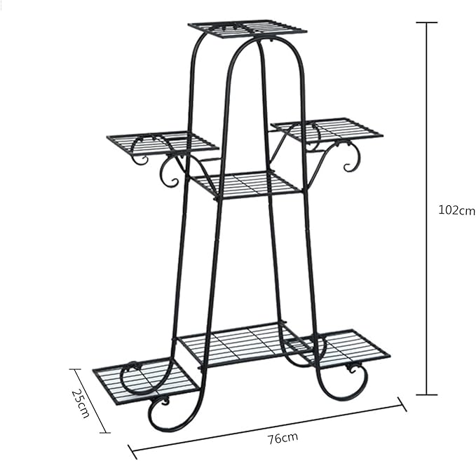 Metal Plant Stand Indoor & Outdoor Wrought Iron Plant Stands Flower Pot Holder Shelf for Multi Plants, Flower Holder Racks for Patio Garden, Living Room, Corner Balcony (7 Tier)