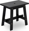 BEEFURNI Rectangular Acacia Wood Stool, Small Bench Seat, 18 Inch Stool, Wood Bathroom Vanity Bench, Plant Stand Indoor, 350 LBS Load Capacity, 1-Year Manufacturer Warranty (Black)