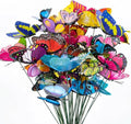 RAINFLOW 50PCS Butterfly Decorations – Butterflies Decorations for Bouquets, Butterfly Garden Decor, Flying Butterflies with Garden Stakes Decorative for Plant Decoration for Pots, Yard & Party