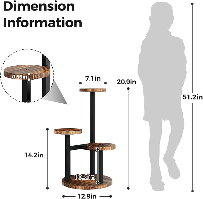 Bamworld Corner Plant Stand Indoor Metal Wood Plant Shelf Outdoor Tall Plant Stands Plant Tables Indoor Plant Rack 3 Tier Plant Stand Garden Accessories for Living Room Balcony Patio
