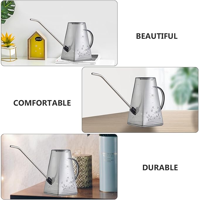 FRCOLOR 1.4l Long Spout Watering Can for Indoor Plants Gardening Watering Kettle with Gray Body for Home and Office Use