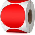 Red Circle Thermal Labels Vinyl 3 Inch Self-Adhesive Round Stickers Roll Waterproof Printer Decals Name Tag for QR Code DIY Office Address 500 PCS