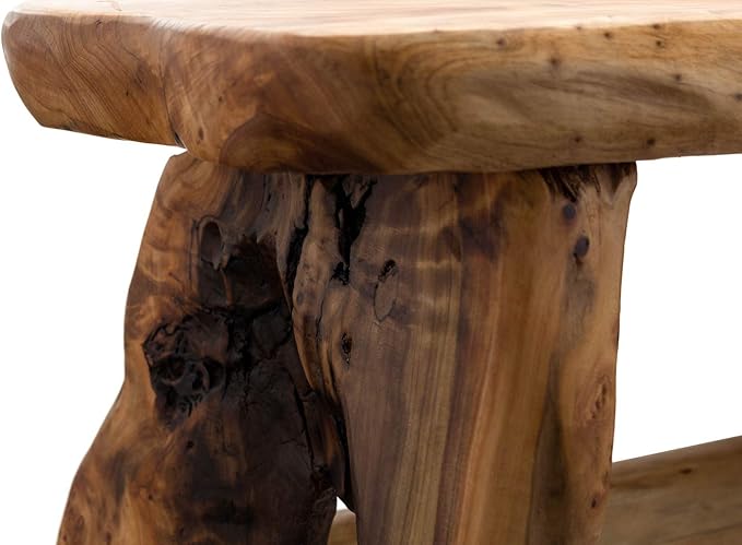 TJ Global Natural Edge Cedar Wood Tree Stump Indoor/Outdoor Stool, Garden Bench, Night Stand, End Table, Plant Stand - L20 x W11 x H17