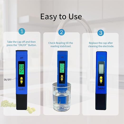 pH Meter for Water, Hydroponics Digital Tester Pen 0.01 High Accuracy Pocket Size with 0-14 Measurement Range, ph up and Down for hydroponics Growing System/Plants/Canning/Soil (Blue)