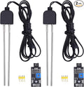2 Sets Resistive Soil Moisture Meter, Icstation Soil Hygrometer Sensor Test Kit with Corrosion Resistant Probe, Digital Analog Signal Output for Arduino Garden Plant Care Automatic Watering System