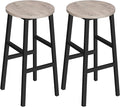 MAHANCRIS Bar Stools, Set of 2 Round Bar Chairs with Footrest, 24.4 Inch Kitchen Breakfast Bar Chairs, Industrial Bar Stools, Easy Assembly, for Dining Room, Kitchen, Greige BAHG0201Z