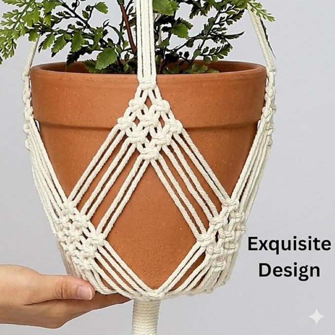 2 Pack Macrame Planter Hanger for up to 8" Pot, Indoor Hanging Planter | Plant Hanger Indoor, Hanging Plants Holder Basket | No Plant or Pot Included