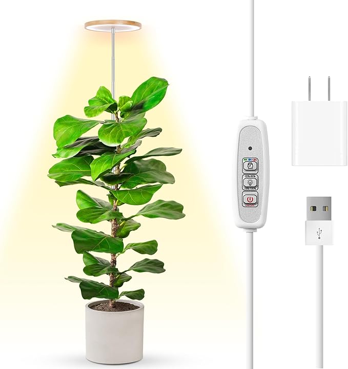 LBW Plant Grow Light,72 LEDs Full Spectrum Grow Lamp for Indoor Plants,Bamboo Plant Lights with 4/8/12H Timer,Height Adjustable,Ideal for Large Tall Plants,Bamboo