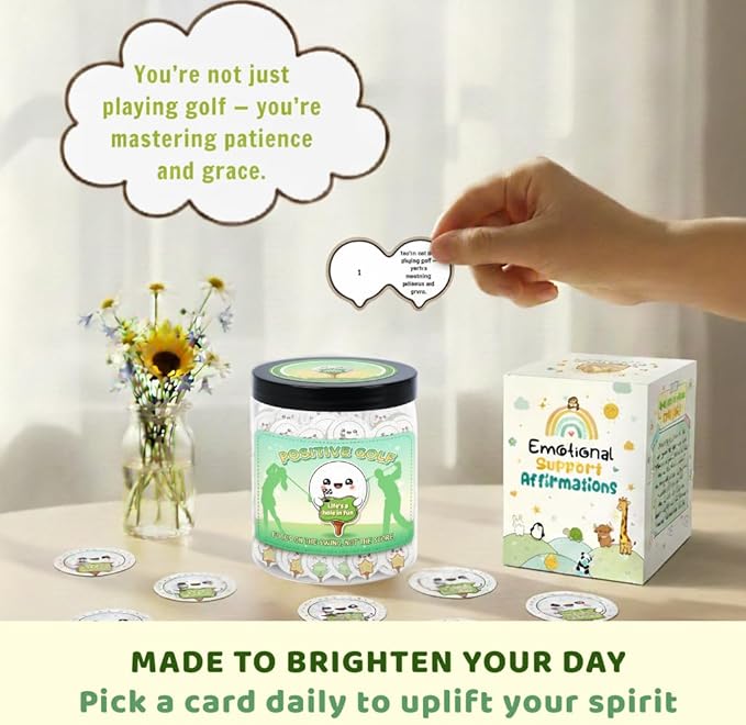 Positive Golf Jar with 60 Affirmation Cards, Emotional Support Golf Decor, Cool Present for Golf Lovers and Dad, Motivation Jar for Golfers, Birthday Gift Idea for Men or Women