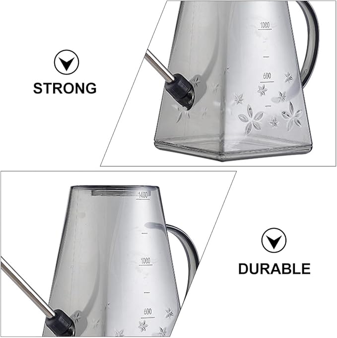 FRCOLOR 1.4l Long Spout Watering Can for Indoor Plants Gardening Watering Kettle with Gray Body for Home and Office Use