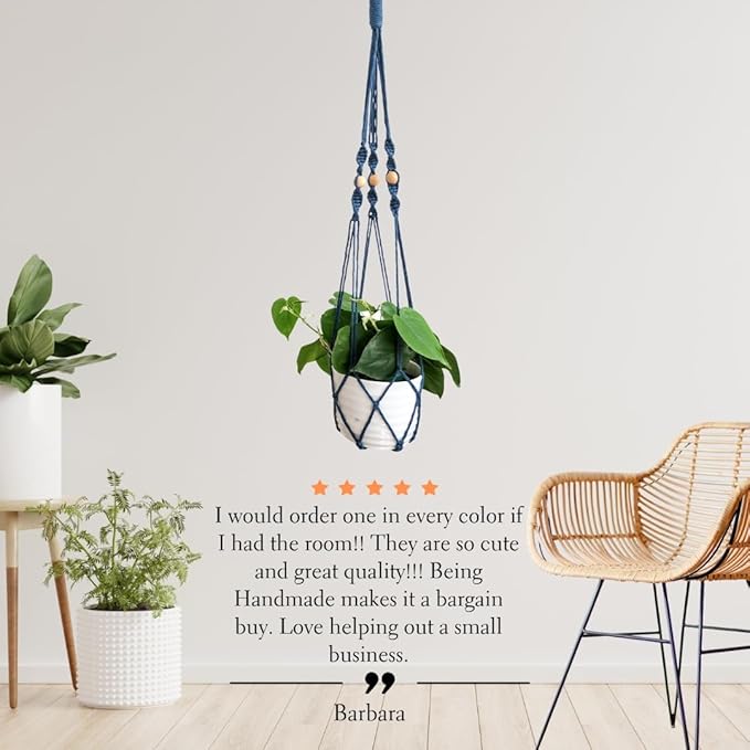 Macrame plant hanger 3ft beaded plant hanger for pots 4-8” for live plants indoor and outdoor decor hanging plant holder Boho décor Plant stand indoor Hanging planter for plant pots (Peacock Blue)