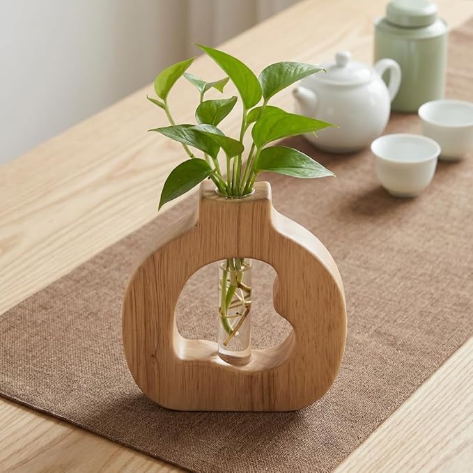 Plant Propagation Station Hanging Stand with Glass Vases for Plants Wall Hanging Wood Stand Indoor Levitating Plant Pot Air Holder Window Boxes for Decor Flowers Holder Test Tubes