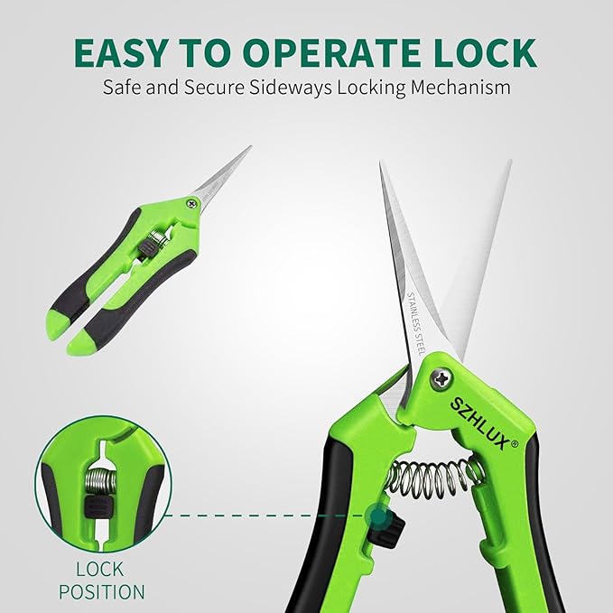 SZHLUX 6.5 Inch Gardening Scissors Hand Pruner Pruning Shears (1, Green)