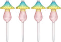 4 PCS Glass Plant Watering Globes Mushroom, Watering Bulbs for Indoor Plants, Rainbow Gradient Color Glass Mushroom Watering Bulbs, for Vacation Plant Care.