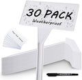 Outdoor Plant Label, 30 Pack Large Waterproof Plastic Plant T-Type Tags, Reusable Nursery Tag for Herbs Flowers Vegetable (White)