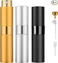 Perfume Travel Refillable Atomizer 8ML (3PCS) - Empty Cologne Spray Bottle, Portable & Leakproof Sprayer for Travel (Black, golden, Silver)