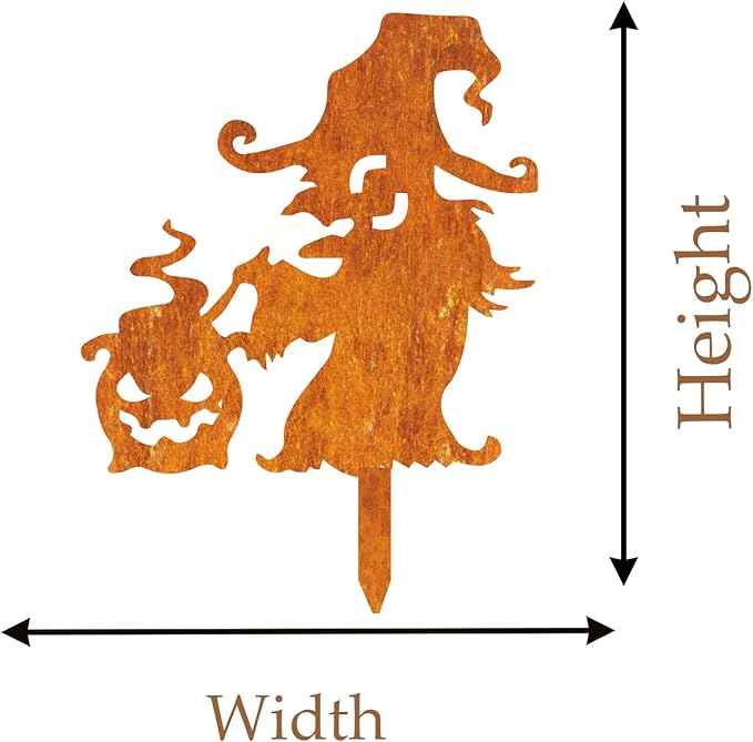 Halloween Garden Stake Rusty Witch Funny Pumpkin Party Yard Metal Decor Gifts for Day of The Dead, Royal Blue