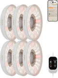 GLOWRIUM Grow Lights for Indoor Plants, Full Spectrum Puck Grow Light with Manual & APP Control, 48W(6 x 8W) Plant Lamp Auto-Timer, Plant Assistant 10 Levels Dimmable for Plant Shelf (6 Packs,White)