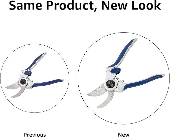Amazon Basics Professional Bypass Pruning Shears, Lightweight Garden Clippers for Cutting Flowers, Trimming Plants, 7-inch Steel Garden Scissors, Blue