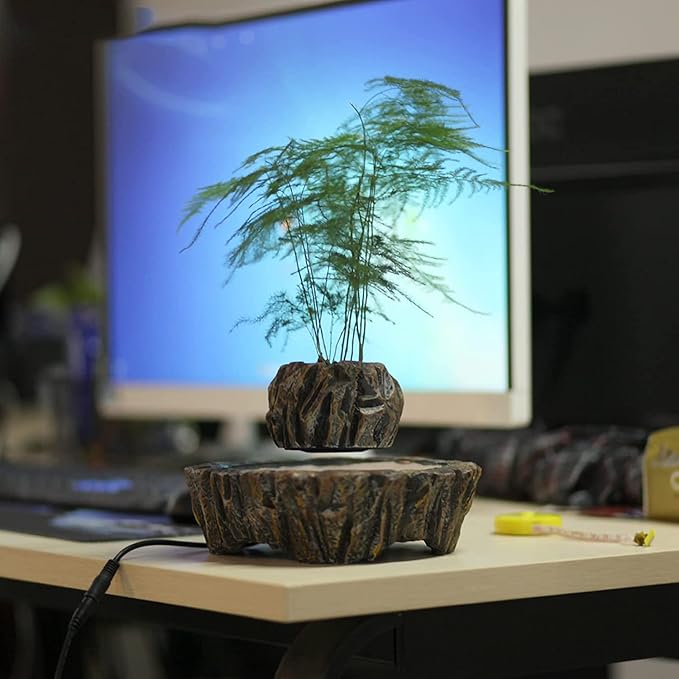 Levitating Plant Pot Magnetic Floating Plant Pot 360 Degree Rotating Bonsai Home Desk Decor for Living Room Office bar Birthday Gift