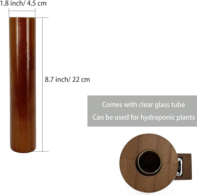 AIM & GGKK Wood Wall Vase for Flowers Set of 2, Wall Mounted Wooden Planters Holder for Indoor Plants, Bedroom Living Room Bathroom Kitchen Modern Decor