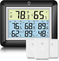 Urageuxy Indoor Outdoor Thermometer Wireless with 3 Sensors, 328ft Range Digital Hygrometer Temperature Humidity Monitor for Home, Greenhouse, Kitchen, Bedroom, Backlight, Black