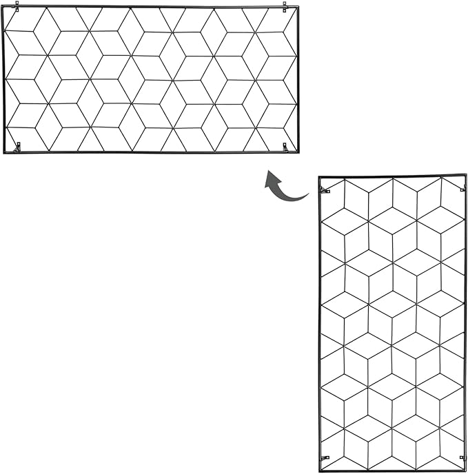 MyGift 4 Foot Geometric Cube Pattern Style Matte Black Metal Wire Garden Trellis, Wall Mounted Large Support Lattice Frame for Climbing Plants and Crawling Vines