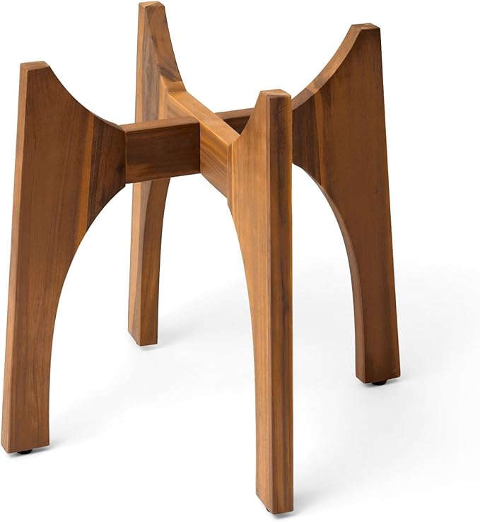 KUTE NEST Acacia Wood Plant Stand - Elegant Match for Corso/Arco Planter, Medium Indoor Solid Wood Plant Holder with Walnut Finish for Modern Home Decor (Walnut, High - Medium)