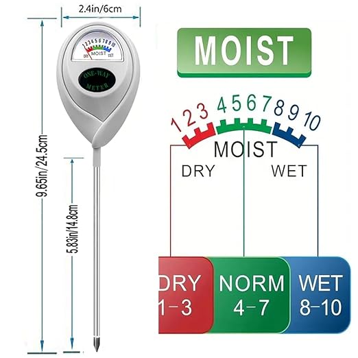 2 Pcs Soil Moisture Meter, Plant Water Meter, Moisture Meter for Plants, Soil MoistureTester, Soil Water Gauge for Plants, Plant Moisture Monitor No Battery Needed (White+White)