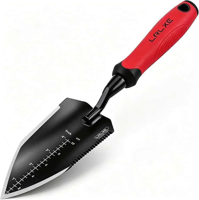Heavy Duty Garden Trowel, Stainless Steel Pointed Hand Shovel with Non‑Slip Rubber Handle, Ideal for Digging, Weeding, Transplanting, Planting Bulbs & Soil Scooping