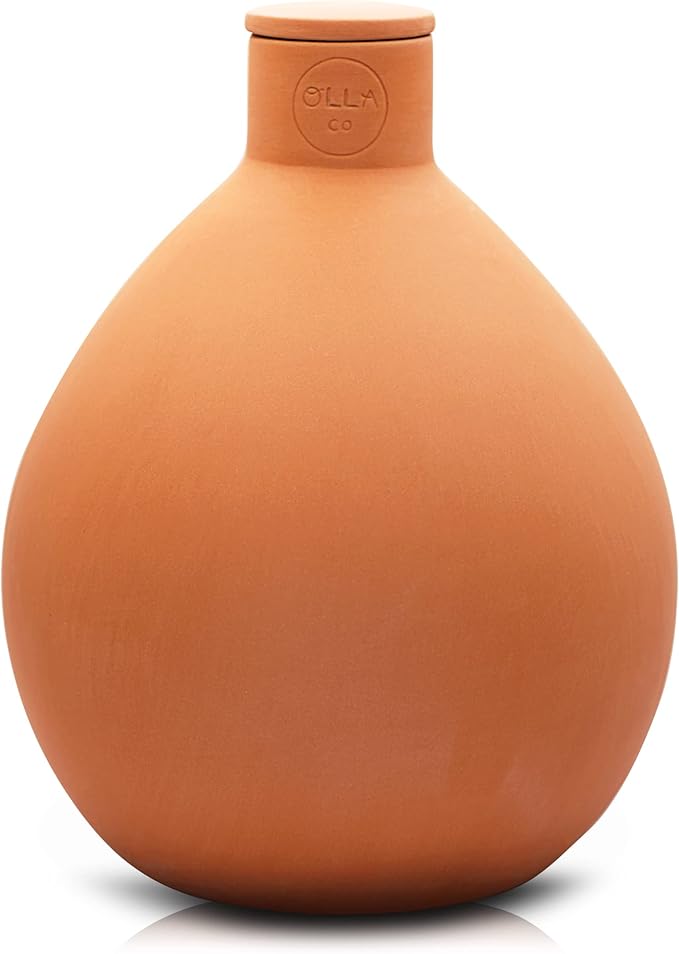 The Olla Company Classic Olla Watering Pot with Lid - Terracotta Self Watering Irrigation up to 3 ft in Diameter for Gardens, Raised Beds, and Large Pots - Vacation Friendly - Large