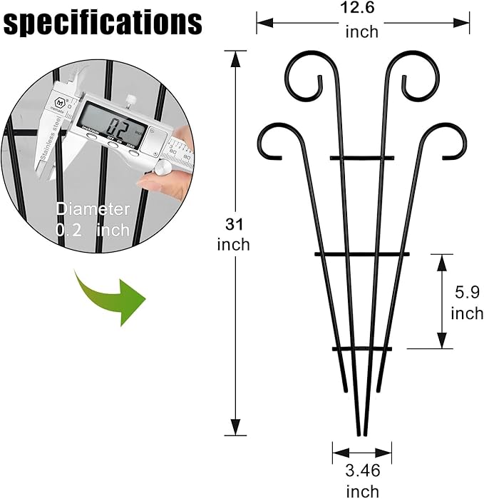 2 Pack 31 Inch Black Coated Wave Pot Metal Trellis Stakes for Climbing Plants Patio Plant Support for Outdoor,Rose, Vegetable Flower, Backyard