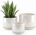 EFISPSS Plant Pots, 4+5+6 Inch Pots for Indoor Plants,Ceramic Planter Pot with Drainage Hole,Flower Pots for Succulent Cactus,Set of 3 - Rainbow Pearl Glaze
