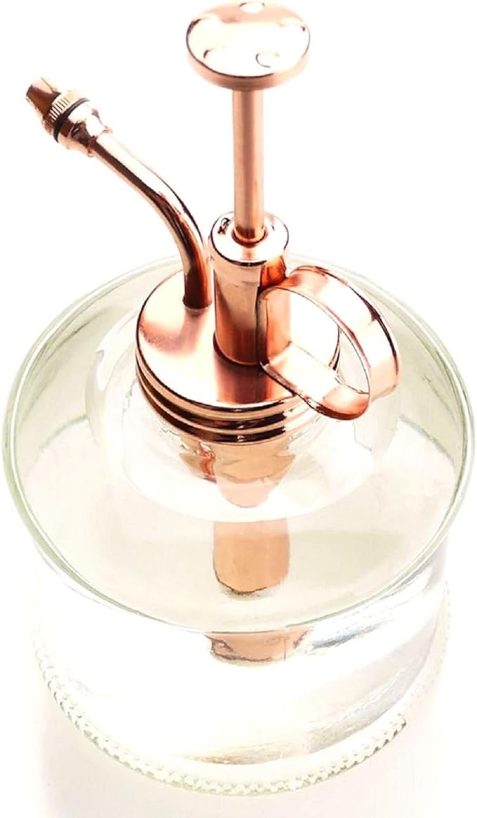 Plant Mister- Glass Bottle & Brass Sprayer (Clear & Rose Gold)