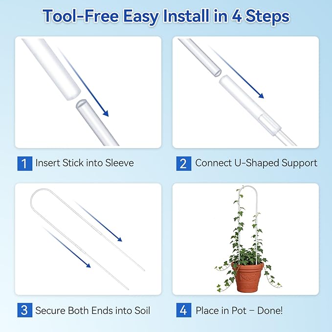 2 Pack U-Shaped Clear Acrylic Plant Supports - 23 inches Indoor/Outdoor Climbing Vine Trellis for Potted Plants, Ideal for Ivy & Tropical Houseplants,Plant Support Hoya Trellis (Crystal, 23 inches)