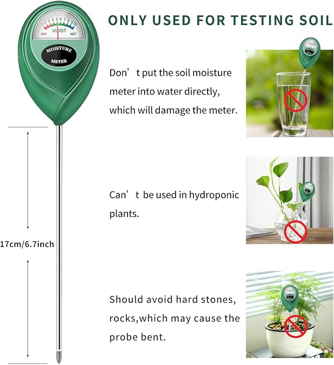 Censinda Soil Moisture Meter, Soil Moisture Monitor for House Plants, Soil Hygrometer Moisture Sensor for Indoor & Outdoor, Garden, Farm, Lawn Plant Care, No Battery Needed(Green)