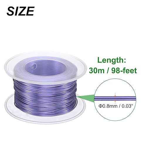 HARFINGTON Bonsai Wire Anodized Aluminum Training Wire Roll 0.8mm Gauge 98ft Length Bendable Bonsai Tree Wire for Garden, Horticulture, Landscape, Planting, Purple