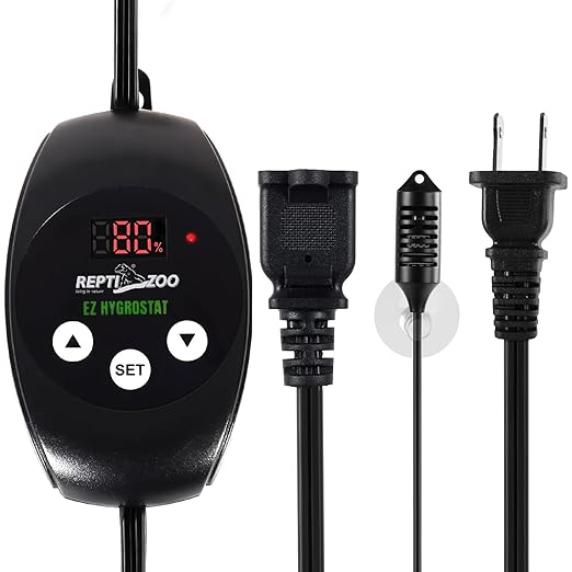 REPTI ZOO Reptile Digital Hygrometer Controller LED Humidistat Reptile Humidity Control for Reptile Terrariums Tank Reptile Humidifier Fogger Mushroom Greenhouse