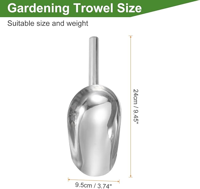 HARFINGTON Garden Soil Scoop 9.45 x 3.74 Stainless Steel Hand Shovel Spade with Handle for Planting Weeding Digging