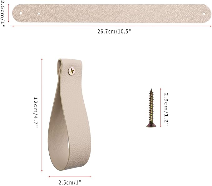 Curtain Rod Holders,Set of 8 Leather Curtain Rod Brackets with Screws,PU Curtain Rod Hangers,Leather Straps Hooks for Wall Pole Macrame Boho Art Décor, Beige