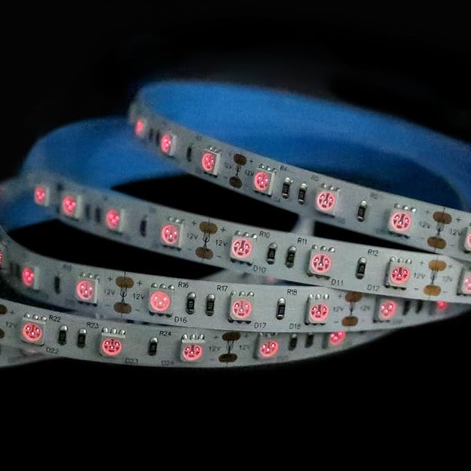 12 Volt 810nm Infrared LED Strip Light, 5m/16.4ft 72W IP20 Non-Waterproof Flexible Cuttable NIR Light LED Tape, 810 nm LED Tape Light (810nm, 300 LEDs, 5050 SMD)