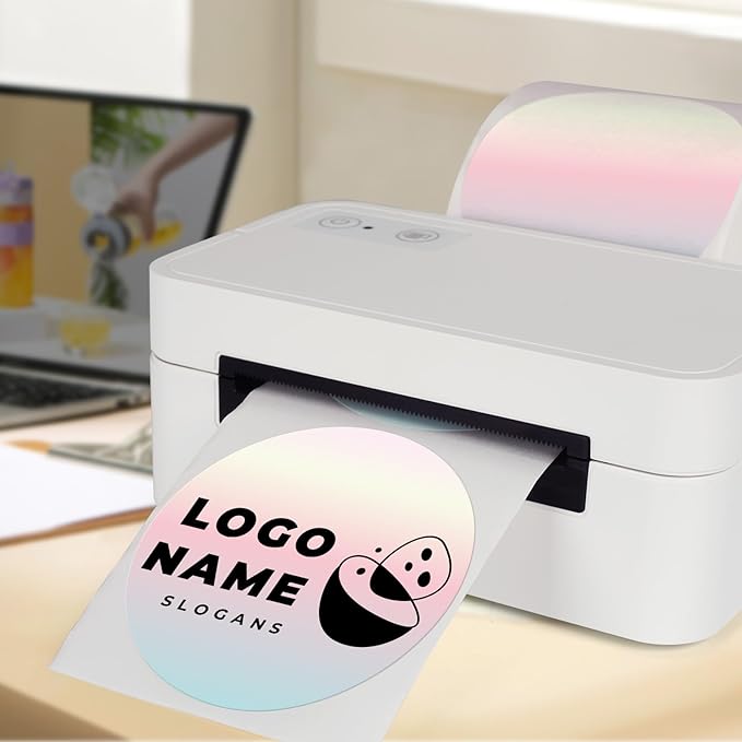 Red Gradient Thermal Labels Vinyl 3 Inch Self-Adhesive Circle Stickers Roll Waterproof Printable Round Decals Name Tag for QR Code DIY Office Address 500 PCS