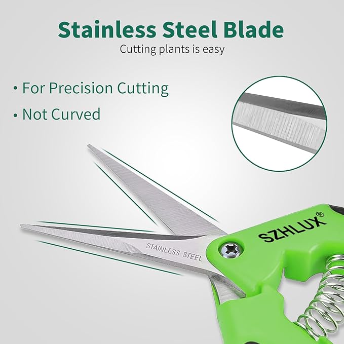 SZHLUX 6.5 Inch Gardening Scissors Hand Pruner Pruning Shears (1, Green)