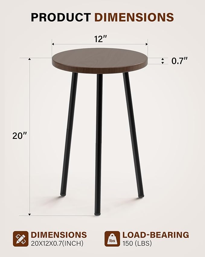 Plant Stand Indoor 2 Pack: Corner Wood 20 Inch Plant Stand Mid Century Modern Decor - Small Round Plant Table for Indoor Plants - Outdoor Plant Holder for Patio Living Room Bathroom Office (Walnut)