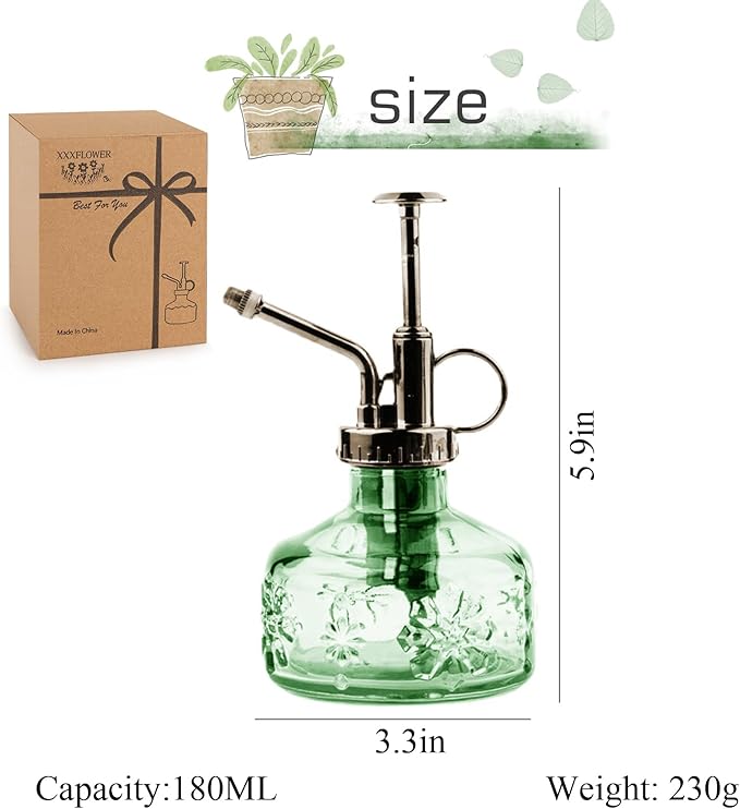 XXXFLOWER Glass Plant Mister Spray Bottle for Indoor Plant+Cactus Plant Propagation Station Terrarium Jars