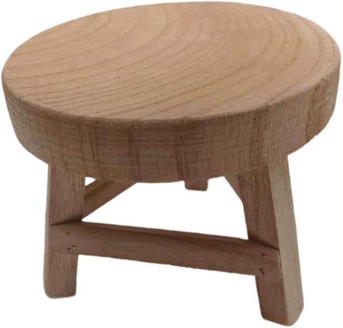 MYCENSE Wooden Stool Plant Stand for Indoor & Outdoor, Sturdy Flower Pot Stands Plants Shelf Potted Rack, Round Footstool, Decoration Racks for Home Office Garden Patio, C Wood 18x15cm