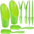 Potting Soil Scoop for Indoor Plants, Garden Tiny Plant Shovel Hand Tools Transplanting Succulent Cultivation Digging Bonsai Soil Scoops Kits,Gree 8pcs(2Set), (Green)
