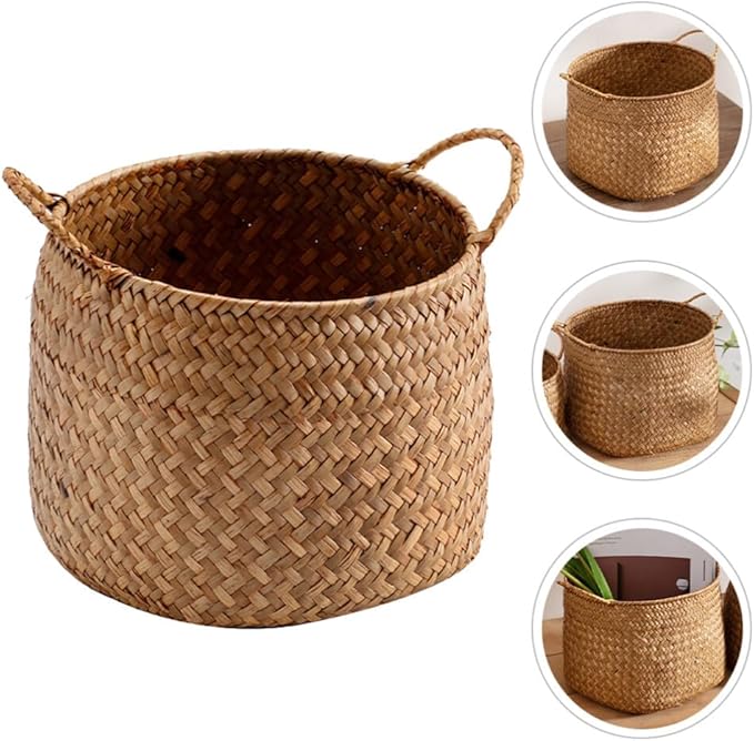 OSALADI Box Rustic Touch Basket for Storage Desktop Flower Arrangement Basket Storage Grocery Woven Seagrass Organizer s for Shelves Woven s for Storage