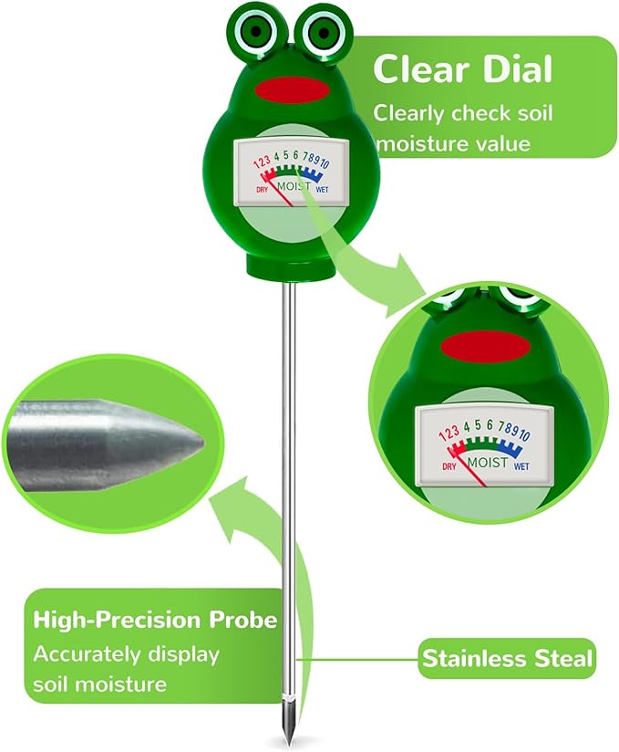 Soil Moisture Meter for House Plants, Hygrometer Moisture Sensor Soil Test Kit, Plant Water Meter for Farm, Lawn Indoor & Outdoor Use, Gardening Gifts for Plant Care, No Battery Needed(Green)